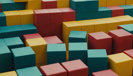 Colorful toy blocks in a row. Abstract background. 3d renderingの素材