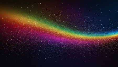 Colorful abstract background with glittering particles. 3d illustration.の素材