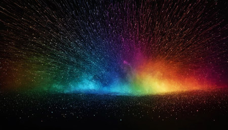 Colourful abstract background with glittering particles. 3D renderingの素材