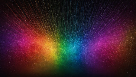 abstract rainbow background with rays and bokeh effect. abstract backgroundの素材