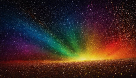 abstract colorful background with glittering particles and lines. 3d renderの素材