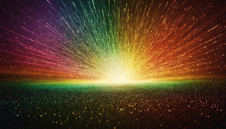 glowing particles and light rays. glowing particles and lights abstract backgroundの素材