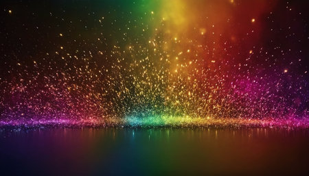 abstract multicolored background with sparkles and reflection on waterの素材