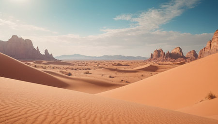 Wadi Rum desert in Jordan, Middle East. 3d renderingの素材