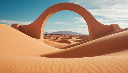 Desert arch in the middle of the desert. 3d renderingの素材