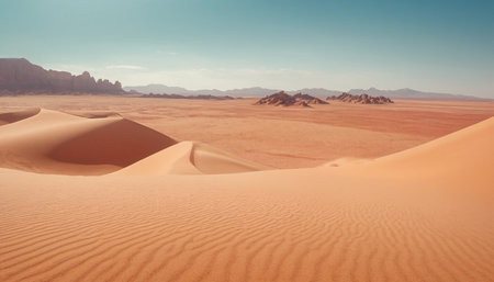 Desert landscape with sand dunes in Wadi Rum, Jordanの素材