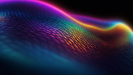 abstract background with fractal waves and rainbow colors, 3d renderの素材