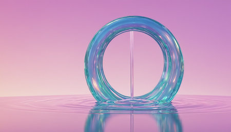 Abstract 3d rendering of a ring in water with ripples.の素材