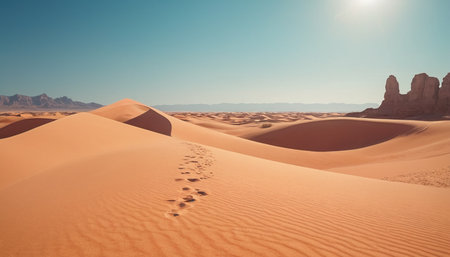 Wadi Rum desert in Jordan. Sand dunes with footprints.の素材