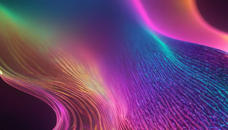 3d rendering of abstract digital waves with depth of field and bokehの素材