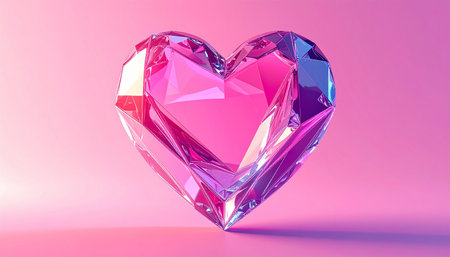 Heart shape on a pink background. 3d rendering. Computer digital drawing.の素材
