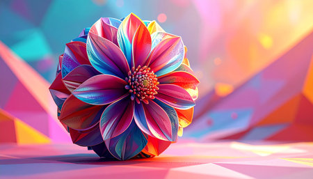 3d rendering of a colorful flower in the shape of a flowerの素材