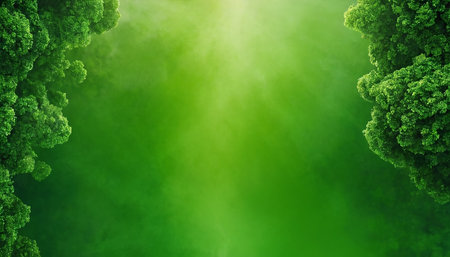 Nature background with green trees and rays of light. 3d renderingの素材