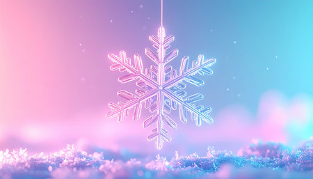 Snowflake on a colorful background. 3D illustration. 3D rendering.の素材