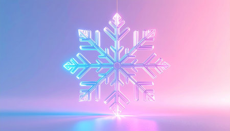 Snowflake on a pink and blue background. 3d rendering.の素材