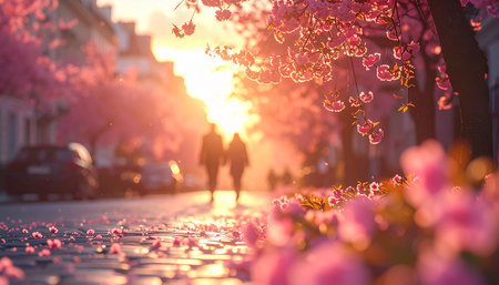 Cherry blossom in Paris, France. Beautiful spring background.の素材