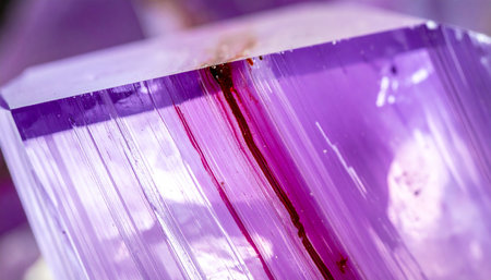 close up of a purple amethyst gemstone in a shop windowの素材