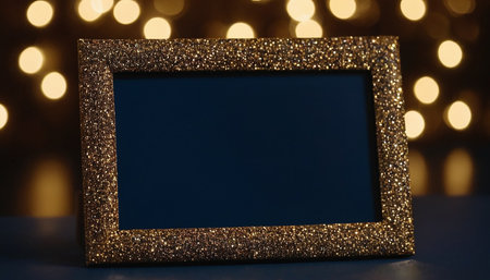 Blank photo frame with bokeh lights on background, closeupの素材