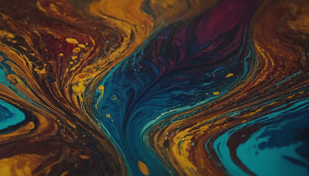 Traditional Ottoman Turkish marbling art patterns as abstract colorful background (close-up shot)の素材