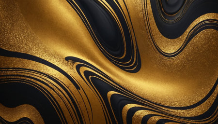 Golden metallic background with black stripes. 3d rendering, 3d illustration.の素材