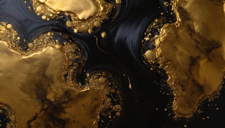 Marble abstract acrylic background. Marbling artwork texture. Agate ripple pattern. Gold powder.の素材