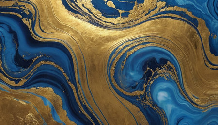 Marble abstract acrylic background. Marbling artwork texture. Agate ripple pattern. Gold powder.の素材