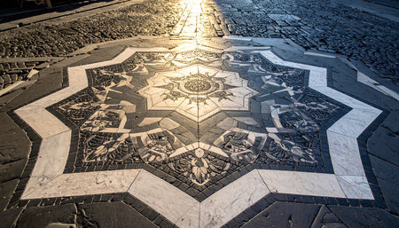 Mosaic on the street of the old city of Jerusalem, Israelの素材