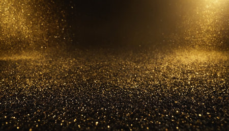 golden glitter vintage lights background. gold and black. de focusedの素材