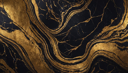 Marble patterned background. Abstract gold and black marble texture.の素材