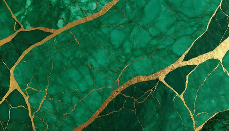Luxury green marble texture with gold veins. Abstract background and texture for design.の素材