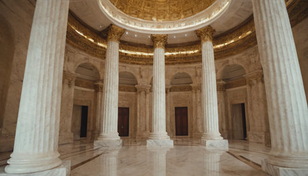 Inside view of the Pantheon in Paris, France. The Pantheon is one of the largest and most visited museums in the world.の素材