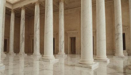 Luxury marble colonnade with columns in the Vatican Museumの素材