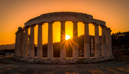 Temple of Hephaestus at sunset, Athens, Greeceの素材