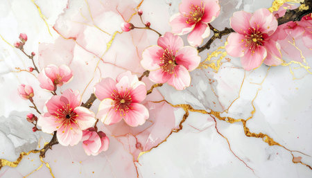 cherry blossomle texture background with copy space, spring flowersの素材