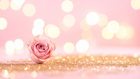 pink rose on bokeh background, valentines day conceptの素材