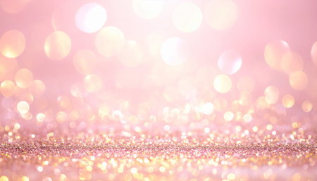 glitter vintage lights background. silver, gold and pink. de-focusedの素材