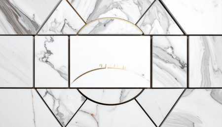 Marble patterned background with gold frame. 3d rendering.の素材