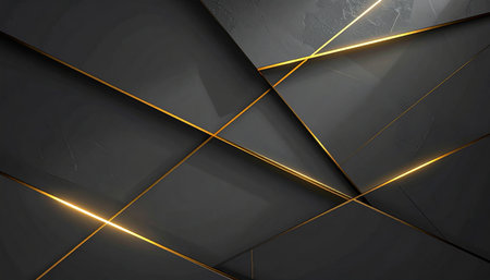Abstract black and gold geometric background. Graphic design element. 3D renderingの素材