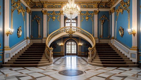 Interior of Peterhof Palace. Peterhof Palace is the official residence of the President of the Russian Federation.の素材
