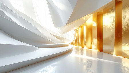 Abstract modern architecture background, empty open space interior. 3D renderingの素材