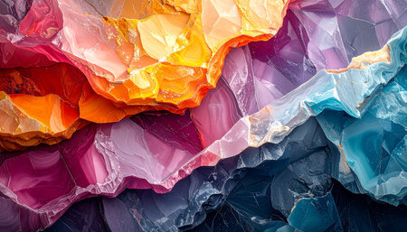 abstract background of multicolored crystals of different shapes and sizesの素材