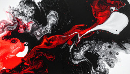 Abstract background of red and black acrylic paint. Liquid marble texture.の素材