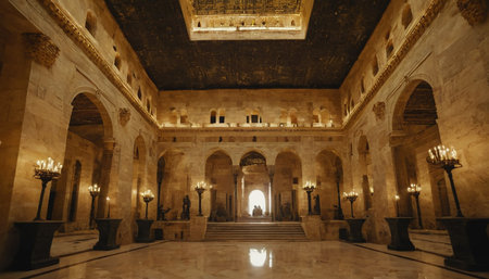 Interior view of the Mausoleum of Mohammed V in Cairo, Egyptの素材