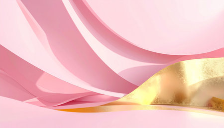 3d render, abstract background, pink and gold, 3d illustrationの素材