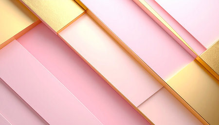 Abstract background with gold and pink stripes. 3d render illustration.の素材