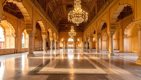 Interior of the magnificent Grand Palace in Rajasthan, Indiaの素材