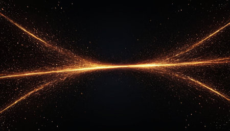 3d render, abstract background with golden lines and sparkles.の素材