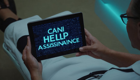 Female doctor using a tablet with cancer awareness concept on the screen.の素材