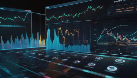 3d rendering of stock market data on computer screen. Business and financial concept.の素材