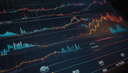 financial graph on the monitor, business concept of financial analysis and investmentの素材
